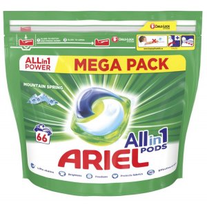 Ariel Mountain Spring gélove tablety na pranie 66ks sáčok