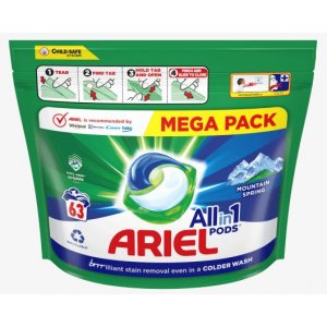 Ariel Mountain Spring gélove tablety na pranie 63ks sáčok