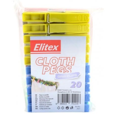 Elitex štipce na bielizeň plastové 20ks