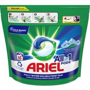Ariel Mountain Spring gélove tablety na pranie 65ks sáčok
