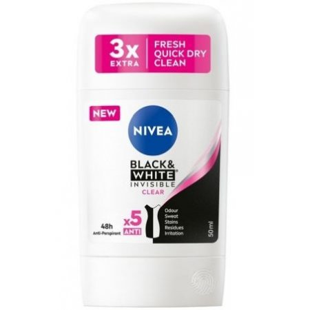 Nivea Invisible Black&White Clear dámsky tuhý anti-perspirant 50ml 