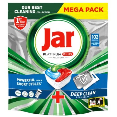 Jar Platinum All in One Plus Deep Clean kapsule do umývačky riadu 102ks