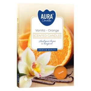 Aura Bispol Vanilla Orange vonné čajové sviečky 6ks