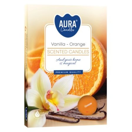 Aura Bispol Vanilla Orange vonné čajové sviečky 6ks