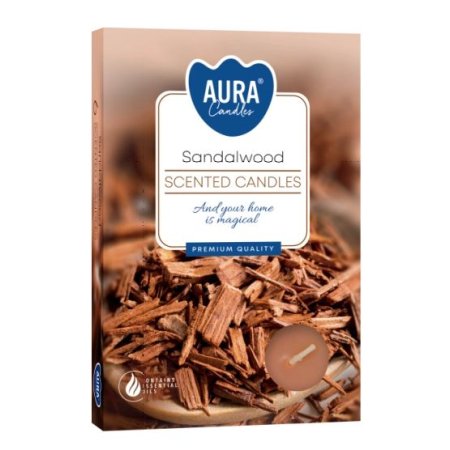 Aura Bispol Sandalwood vonné čajové sviečky 6ks