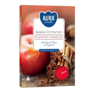 Aura Bispol Apple Cinnamon vonné čajové sviečky 6ks