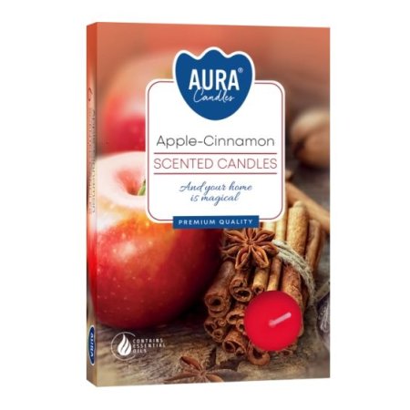 Aura Bispol Apple Cinnamon vonné čajové sviečky 6ks