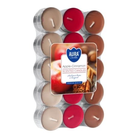 Aura Bispol Apple Cinnamon vonné čajové sviečky 30ks