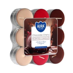 Aura Bispol Chocolate Cherry vonné čajové sviečky 18ks
