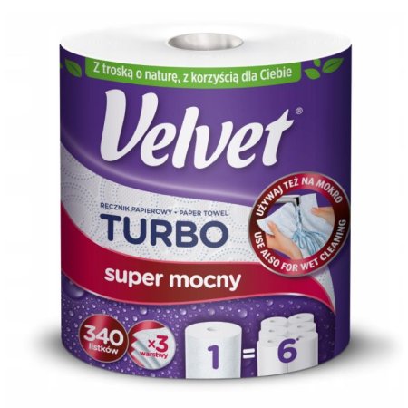 Velvet Turbo kuchynské utierky 3 vrstv.78m 340 listov