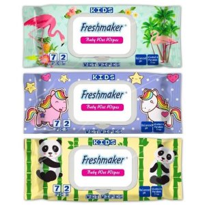 Freshmaker detské vlhčené obrúsky 72ks uzatvárateľné s klipom s detským vzorom